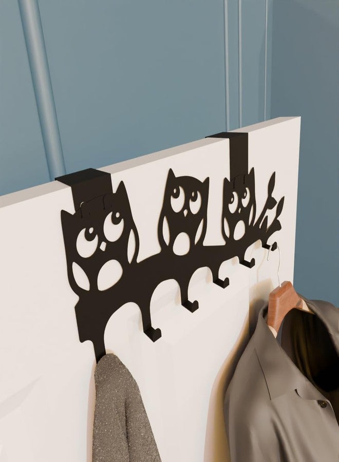 COGO Owl Overdoor Hanger | Heavy Duty Door Hook for Towel, Clothes | Bird Design | Removable & Drill-Free | Hanging Hook for Bathroom, Bedroom, Kitchen | Matt Black - Image 1